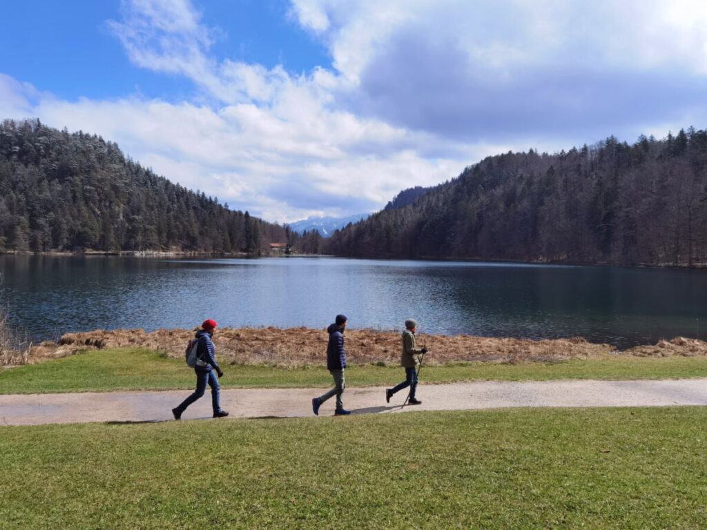 Die beliebteste Alatsee Wanderung führt einmal rund um den idyllischen See im Allgäu